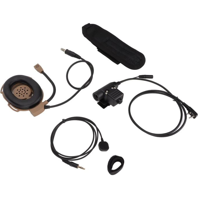 Militaire Helm Headset Motorfiets Koptelefoon met U94 PTT Vinger Microfoon voor Icom V8 V80 V82 black