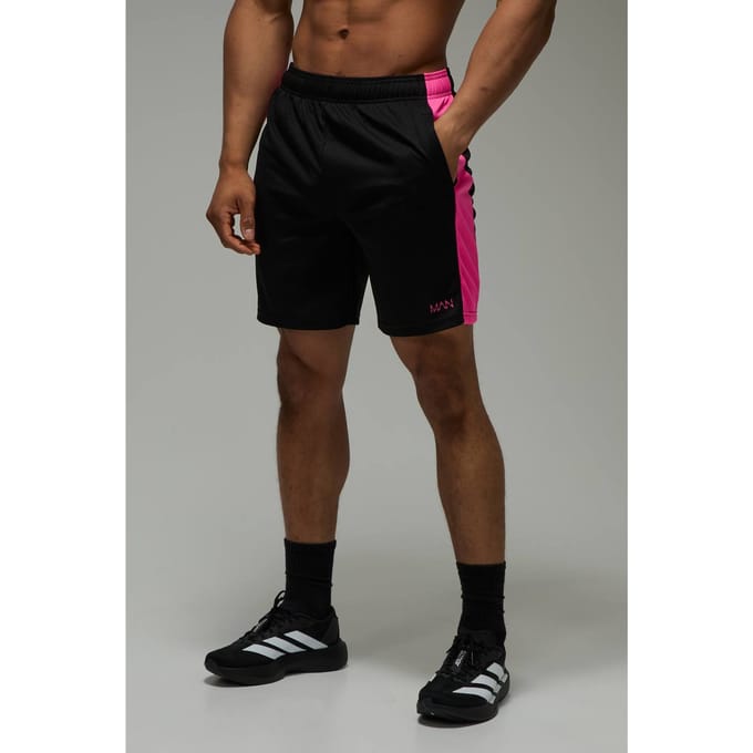 Man Active Colour Block Zip Pocket 7inch Basic Training Short | Black | Size Medium