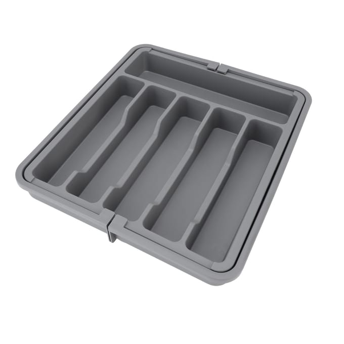 Besteklade Organizer Uitschuifbare Bestek- en Eetgerei Houder Keukengerei Organizer gray