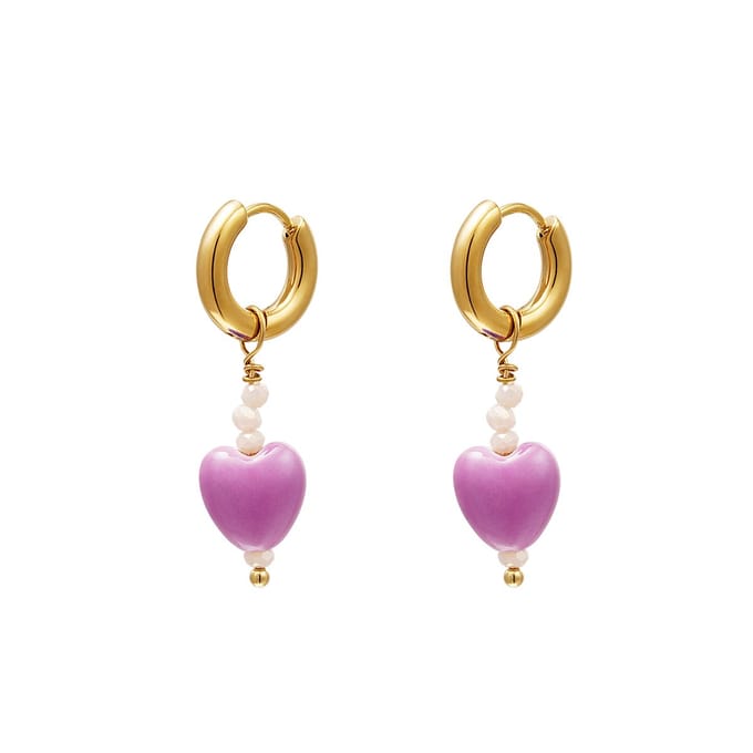 Colourful heart earrings- lila- hart
