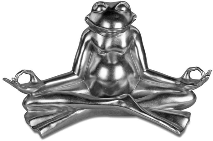 Kikker - Yoga- Polyserin - Zilver - 34 x19x21cm - Beeld - Decoratie