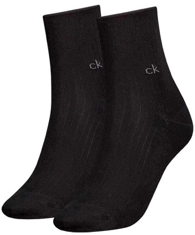 Calvin Klein dames 2P halfhoge sokken roll top zwart