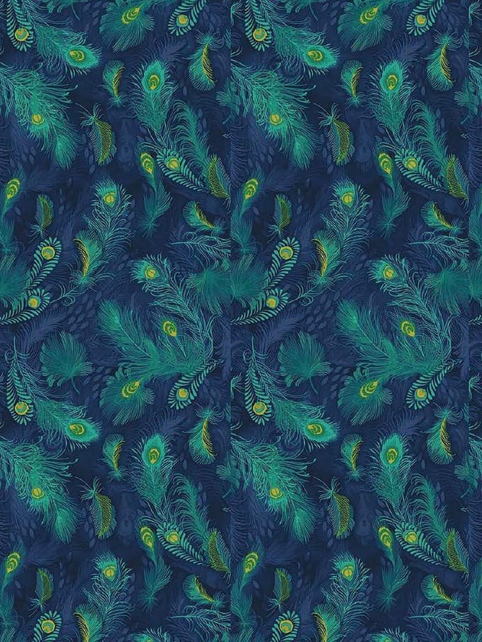 Decopatch papier Pauwenveren in wildverband blauw