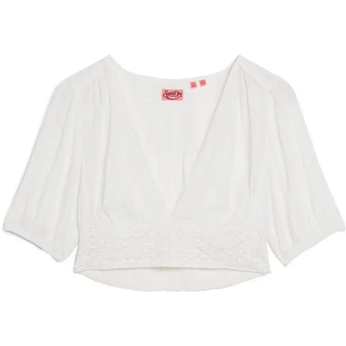 T-shirt met kantaccent voor dames Superdry Ibiza