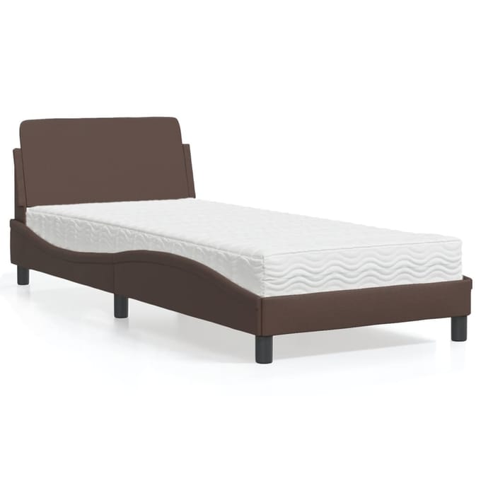 vidaXL - Bed - met - matras - "Dover" - kunstleer - bruin - 80x200 - cm