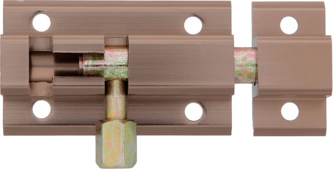 AMIG schuifslot/plaatgrendel - aluminium - 8 cm - brons - deur - schutting - raam
