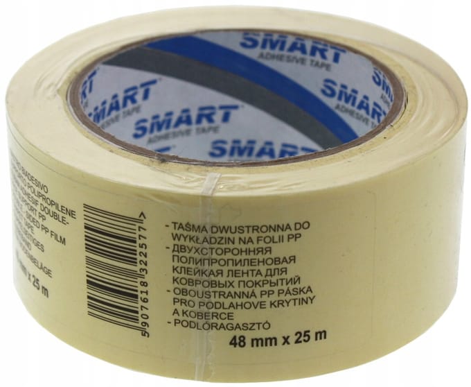 Dubbelzijdig tape 48mm x 25m - Hoge hechting, PP materiaal