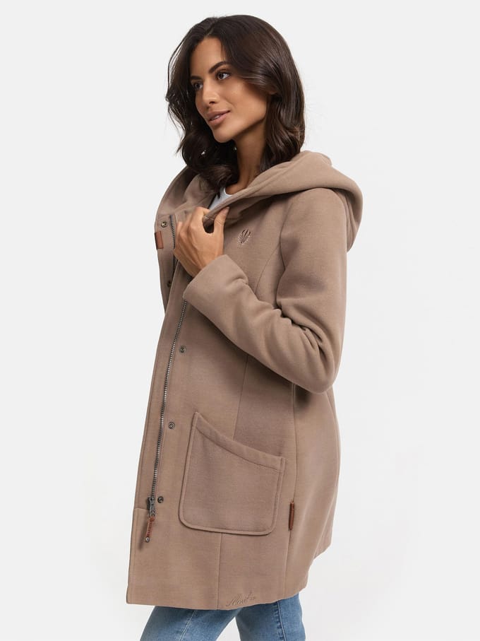 Marikoo dames wintermantel met capuchon en getailleerd model