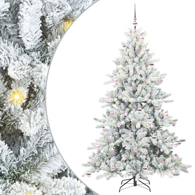 vidaXL - Kunstmatige - Hinged - Kerstboom - Wit - 210 - cm - PVC - en - Staal