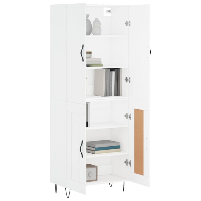 vidaXL - Hoge - kast - 69,5x34x180 - cm - bewerkt - hout - wit