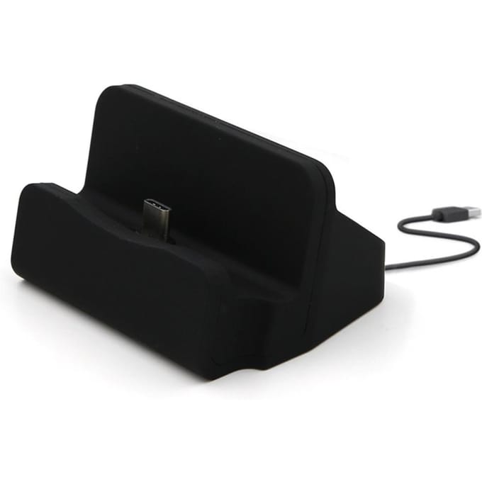 Telefoondock Oplaadstandaard Basisstation USB-kabelhouder Compatibel met Type C for Type C zwart