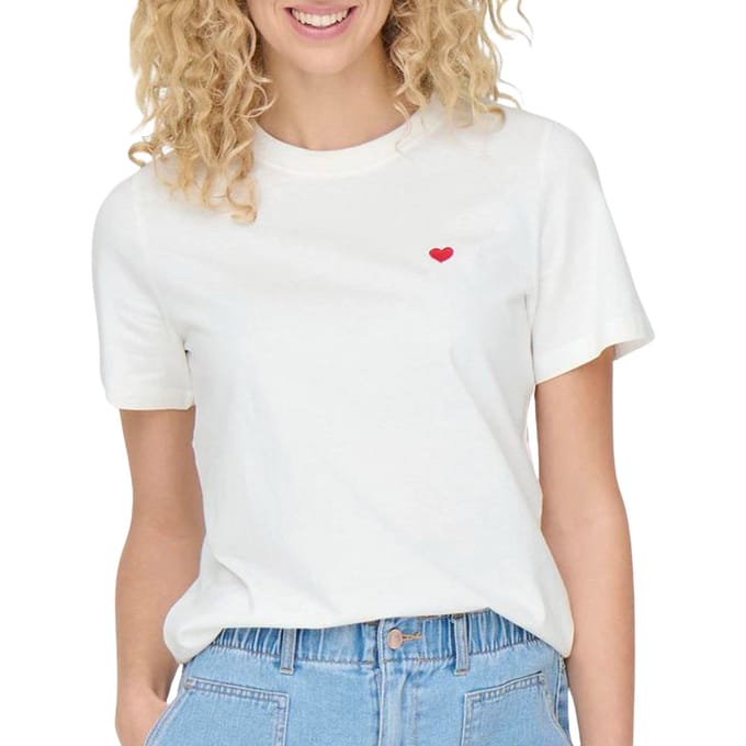Jacqueline de Yong witte dames t-shirt   Ronde hals   Regular fit   Korte mouw Wit S