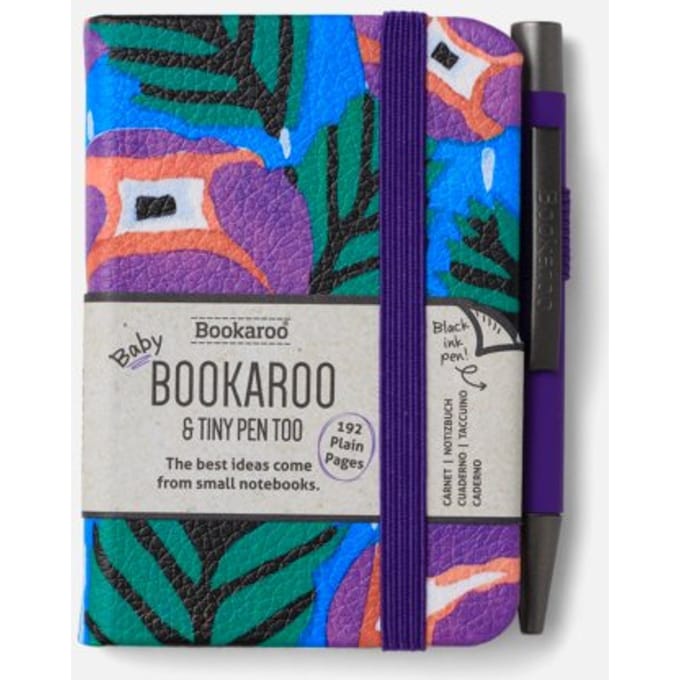 Bookaroo A7 Notebook & Pen - Purple & Turq - Floral