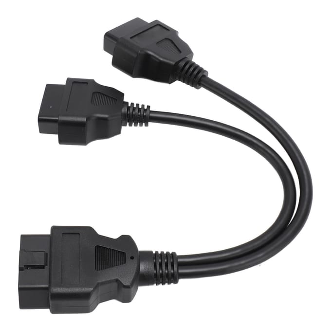 OBD Verlengkabel 16-pins Kabel Mannelijk naar Dubbel Vrouwelijk Y-Splitter Snoer Adapter voor OBD2 Interface black