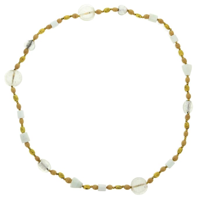 Behave - Lange ketting wit beige met glaskralen - Zomeraccessoire - 110 cm