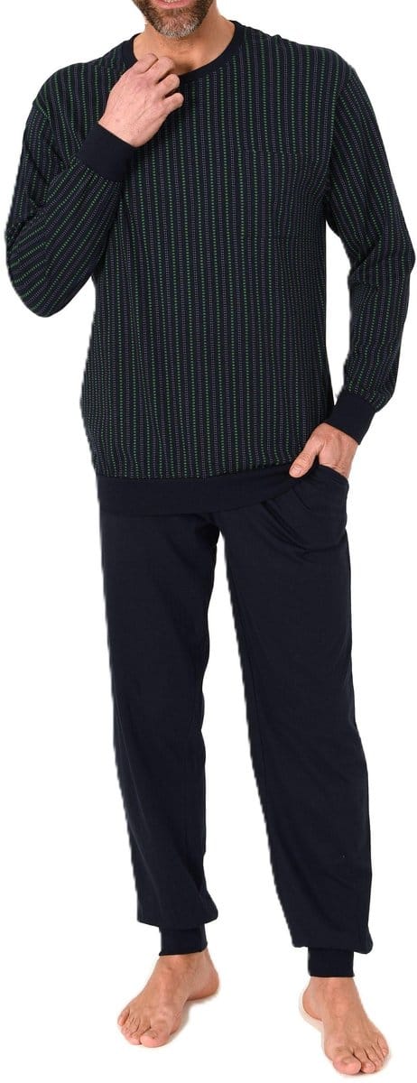 Lange Normann herenpyjama van 100% katoen in een geweldige gestreepte look