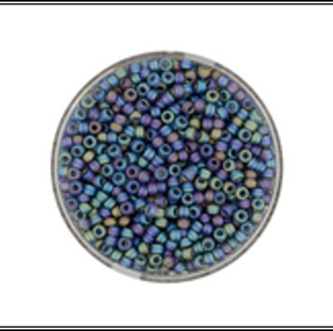 9660-494 Jap. Miyukirocailles - 2,2mm - mat indian safir rainbow - 12 gram