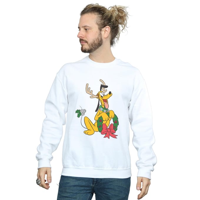 Disney Heren Pluto Kerstmis Rendier Sweatshirt (Wit)