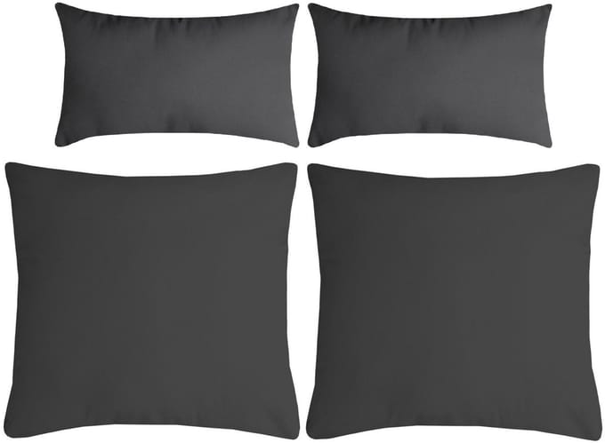Stof Textile sierkussen Nelson - set 4x - donkergrijs - 2 formaten - bank kussens - polyester