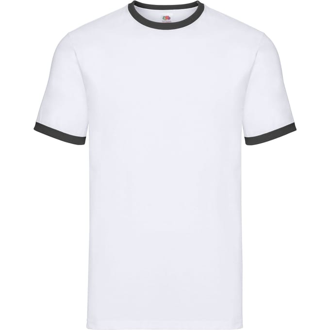 Fruit of the Loom Heren Ringer T-Shirt (Wit/zwart)