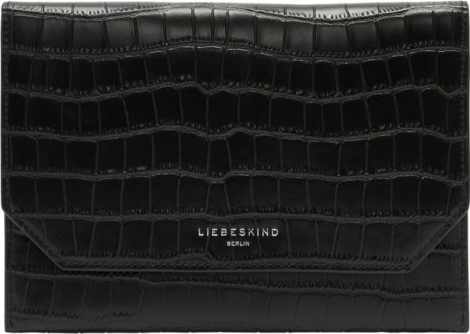 LIEBESKIND BERLIN Leren Koppeling Avondtas Lora Croco Pouch Black Zwart