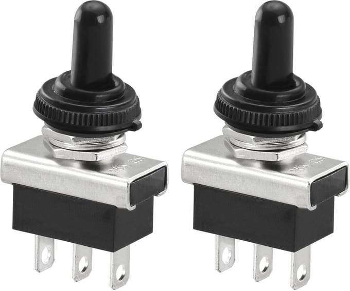 Allecto - Toggle Switch - Waterdicht - 12V - 25A - Perfect voor auto en motorfiets - Set van 2