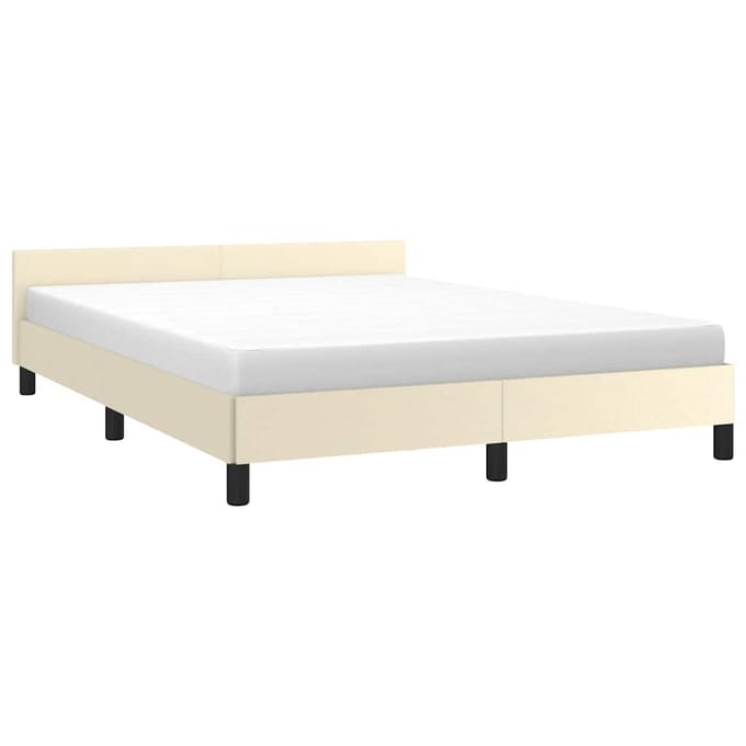 vidaXL - Bedframe - met - hoofdeinde - zonder - matras - 140x200 - cm - crèmekleurig