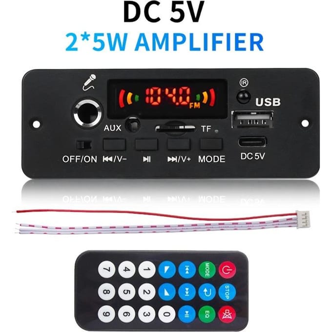 Carte Décodeur MP3 Bluetooth Sans Fil 10W DC 5V Amplificateur DIY Lecteur MP3 Voiture Audio Radio FM Appel Mains Libres Enregistrement Support Microphone