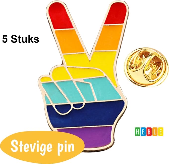*** 5 Stuks Pride Broche - Regenboog - LGBTQ - Peace - Pin Speld - van Heble®  ***