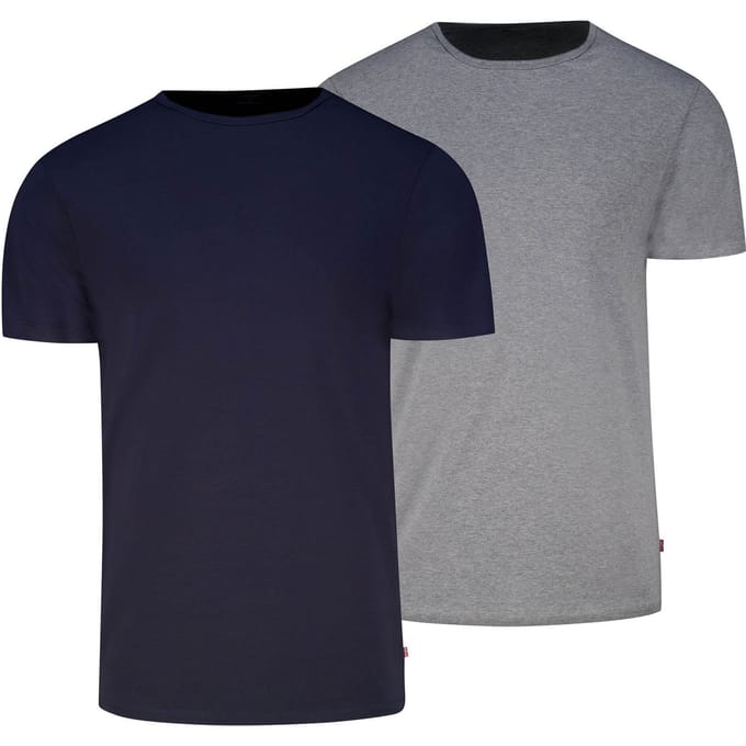 Levi's T-shirt Solid Crew Donkerblauw (navy) Grijs 2Pack - Maat M - Heren - Basic T-shirt