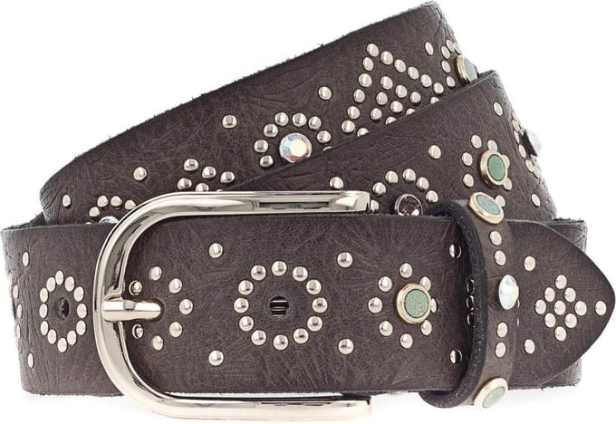 b.belt Leren Riem Mea Gold Belt W85 Anthracite Grijs
