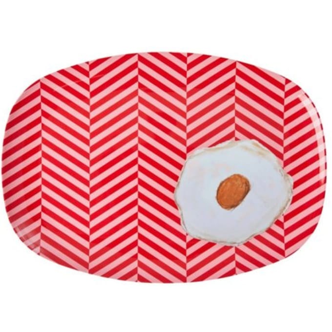 Rice melamine bord vierkant large fried egg print