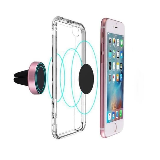 Support Téléphone - ZS21753 - Universel - Grille de Ventilation - Rose - Fixation Magnétique