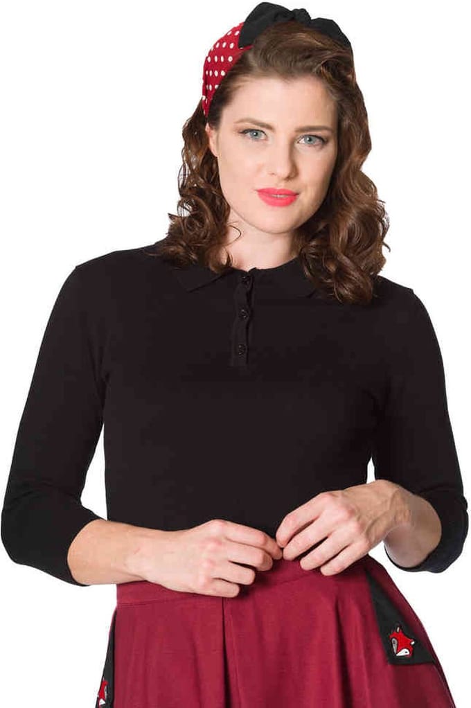 Dancing Days - AUDRY BUTTON KNIT Longsleeve top - S - Zwart