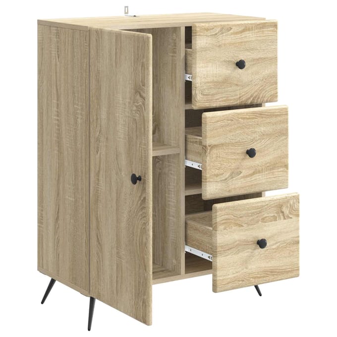 vidaXL - Dressoir - Sonoma - Eiken - 66 - x - 34,5 - x - 90 - cm - Bewerkt - hout