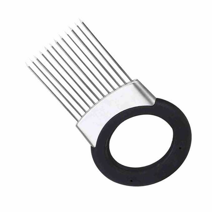 Uienhouder Groente Aardappelsnijder Slicer Roestvrij Staal Vork Snijden met Geurverwijderaar black