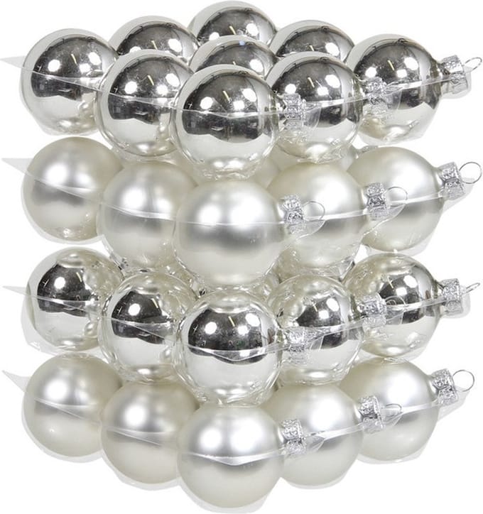 Othmar Decorations Kleine kerstballen - 36x st - zilver - D4 cm - glas - kerstversiering
