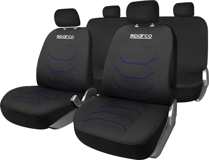 Sparco autostoelhoes set - Zwart met Blauw