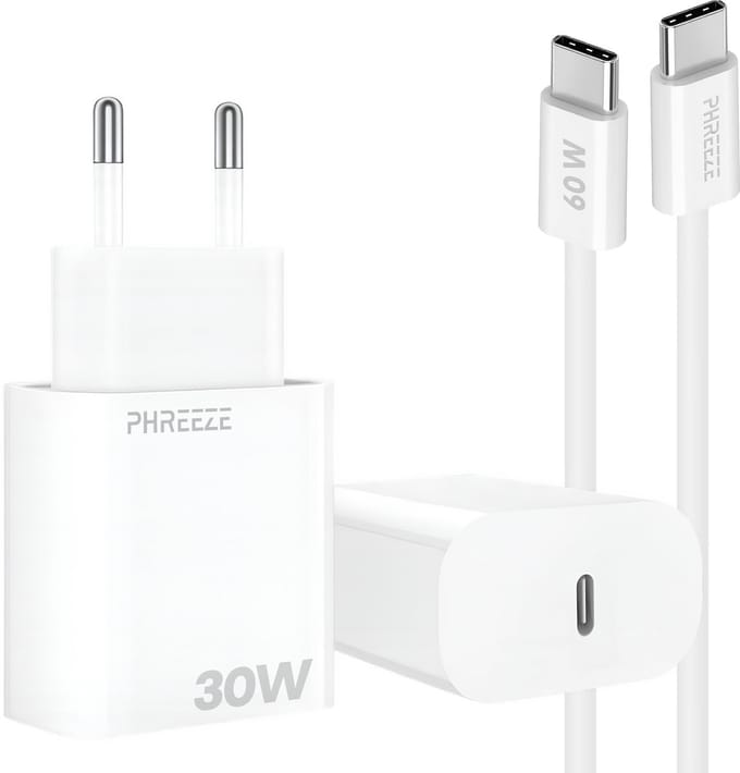 30w Power Delivery oplader met usb C poort met usb C kabel 1m snellader