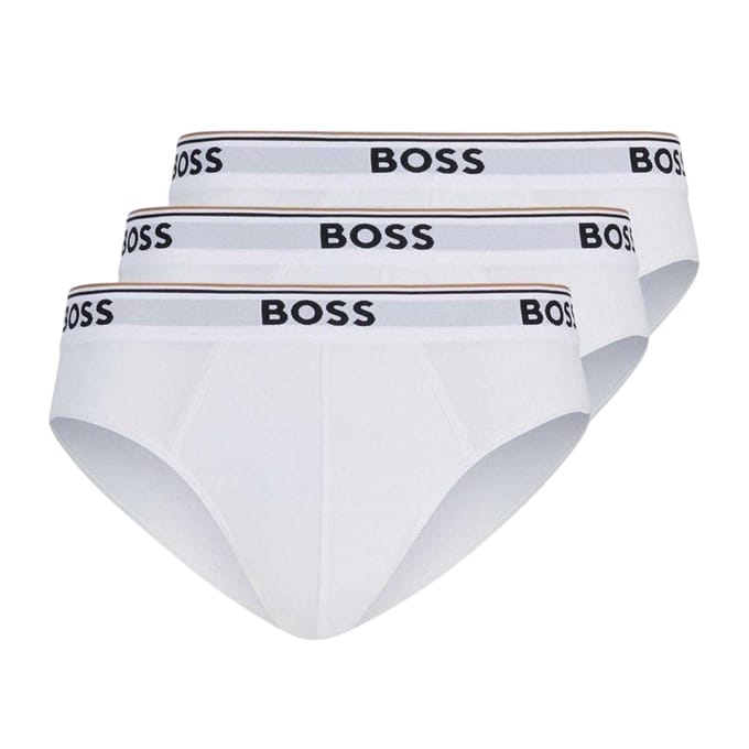 Boss Heren Premium Katoenen Boxers (Verpakking van 3) (Wit)
