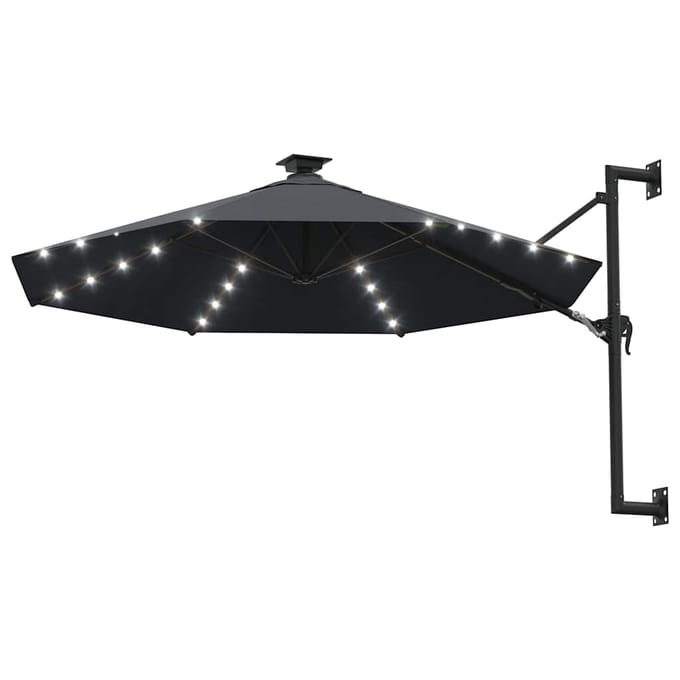 vidaXL - Wandparasol - met - LED's - 300 - cm - antracietkleurig
