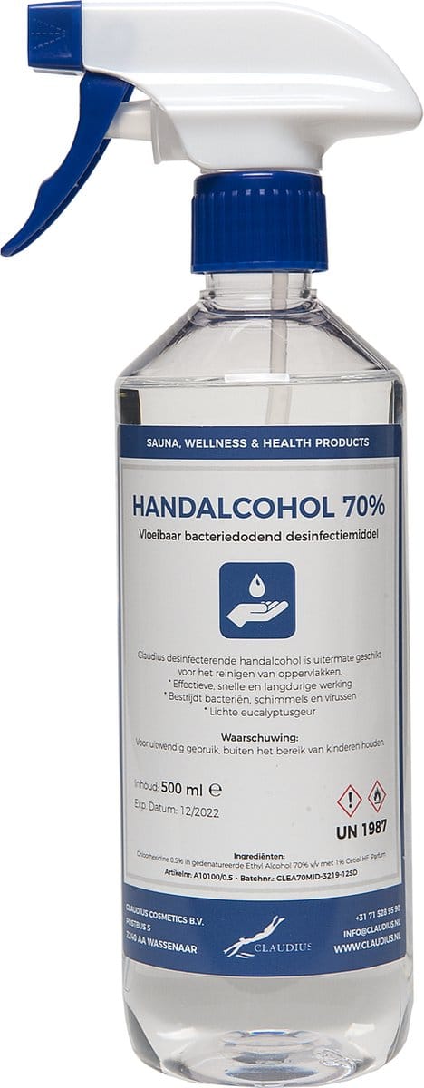 Handalcohol spray 70% - 500 ml met spraykop