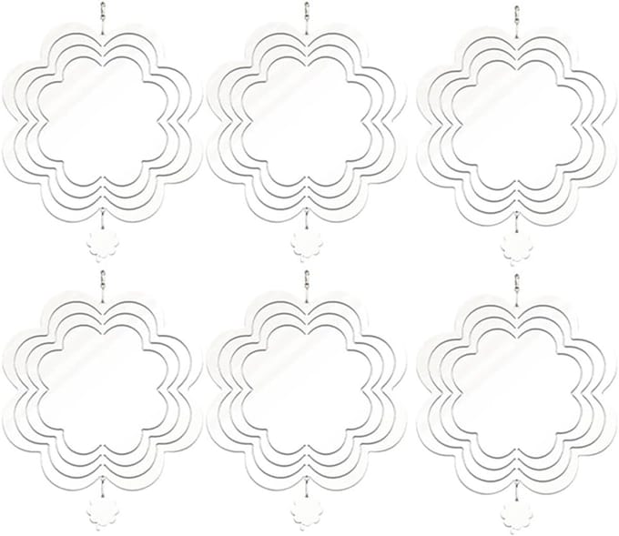 Wind Spinners Set - Tuindecoratie Draaiers - Buiten Decoratie - Set van Zes - 20cm Diameter - Wit