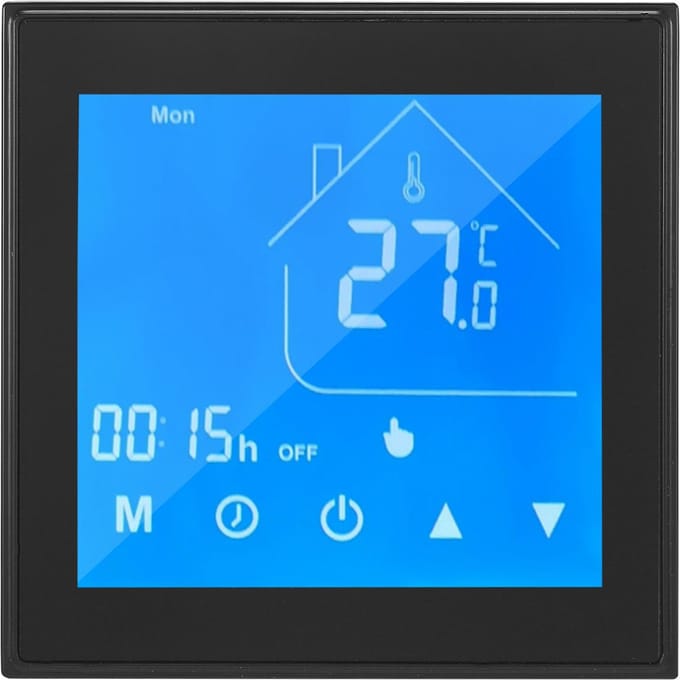 Thermostaat Temperatuurregelaar LCD-display Weekprogrammeerbaar voor Waterverwarming voor Huishouden A zwart