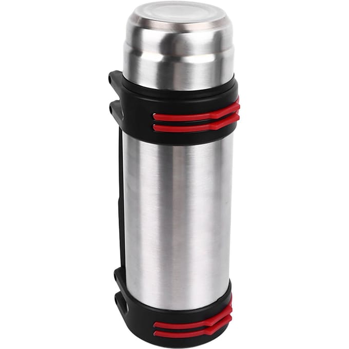 Thermosfles 2L Roestvrij Staal met 2 Deksel Druktype Lekdicht Draagbaar Handvat Water white