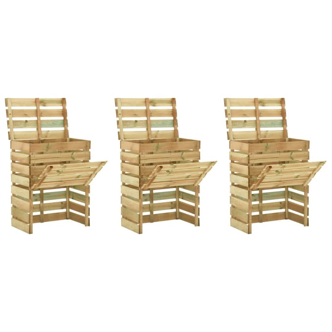 vidaXL - Tuincompostbakken - 3 - st - 80x50x100 - cm - geïmpregneerd - grenenhout