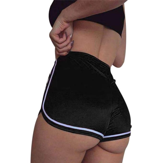 Damesmode flanel caroset geplooide elastische hoge taille sexy shorts S zwart