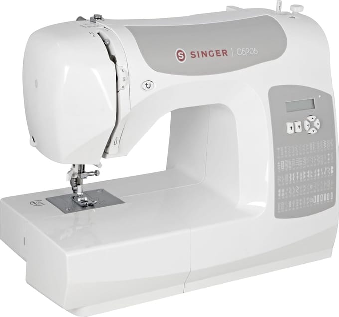 Naaimachine met Vrije Arm en Aanschuiftafel - Wit/Grijs