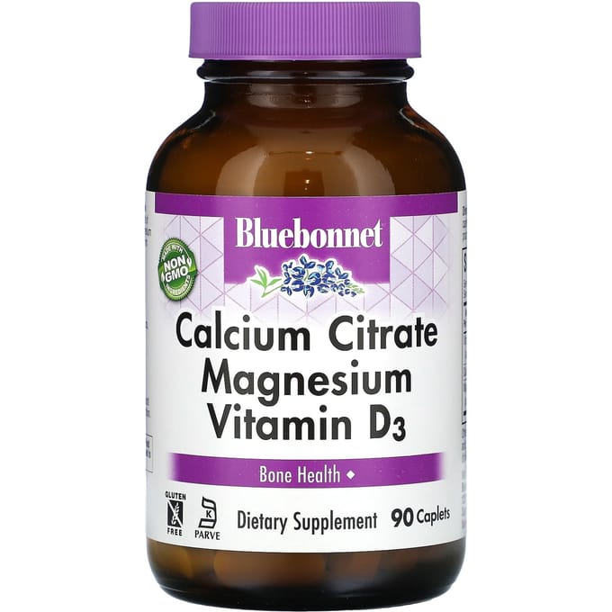 Bluebonnet Nutrition, Calciumcitraat, Magnesium, Vitamine D3, 90 tabletten