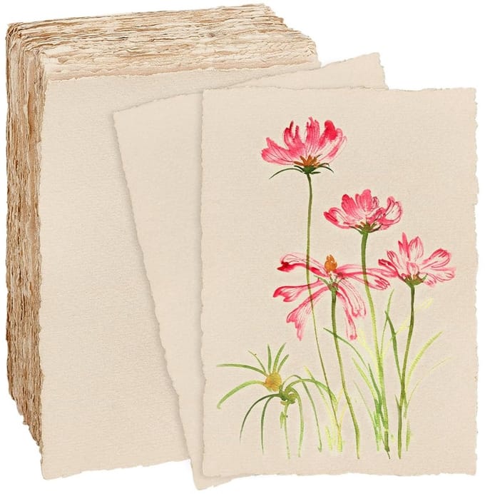 Dailygoods- Waterverfpapier 100 vellen - Handgemaakt - 15,2 x 10,2 cm